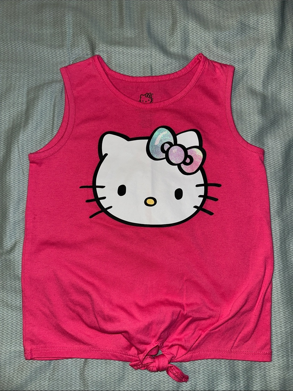 Hello Kitty Pink Tank Top with Glitter Bow and tie front
